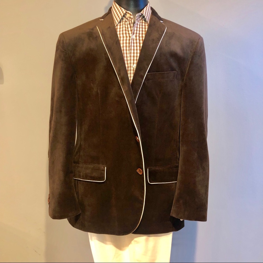 Chocolate Velour Sportcoat with cream piping